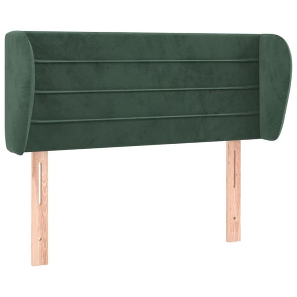 sengegavl med kanter 103x23x78/88 cm fløjl mørkegrøn