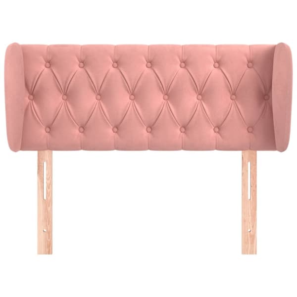 sengegavl med kanter 93x23x78/88 cm fløjl lyserød