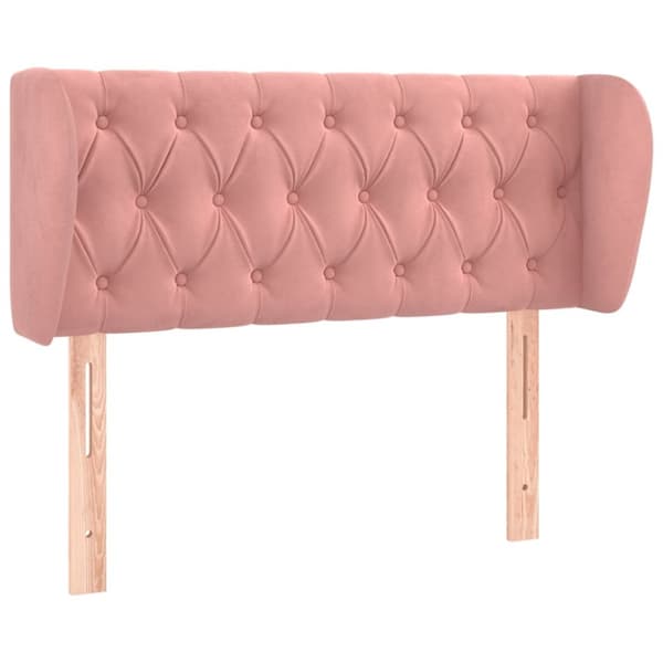 sengegavl med kanter 93x23x78/88 cm fløjl lyserød