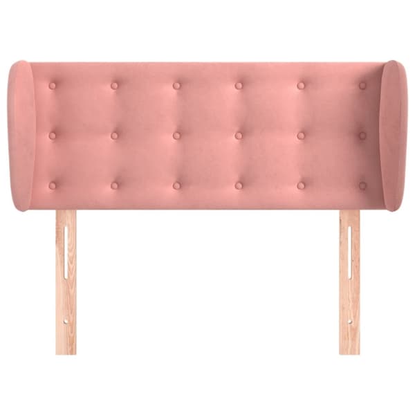 sengegavl med kanter 103x23x78/88 cm fløjl lyserød
