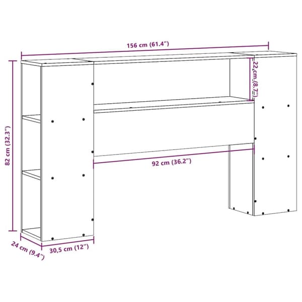 vidaXL Hodegavl med oppbevaring voksbrun 150 cm heltre furu