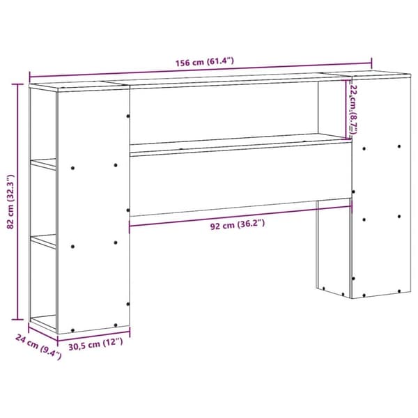 vidaXL Hodegavl med oppbevaring hvit 150 cm heltre furu