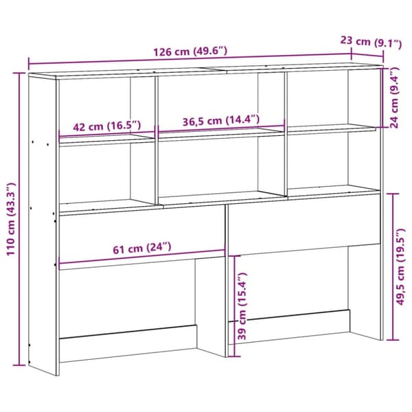 vidaXL Hodegavl med oppbevaring 120 cm heltre furu