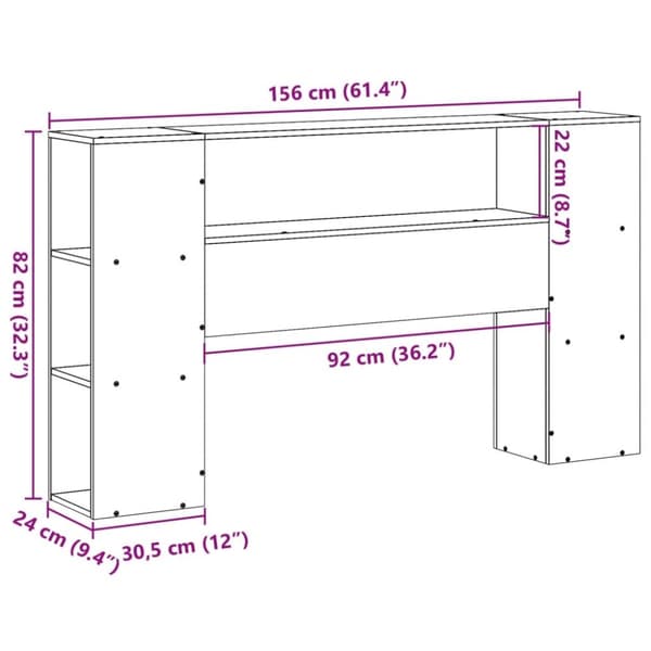 vidaXL Huvudgavel med förvaring 150 cm massiv furu