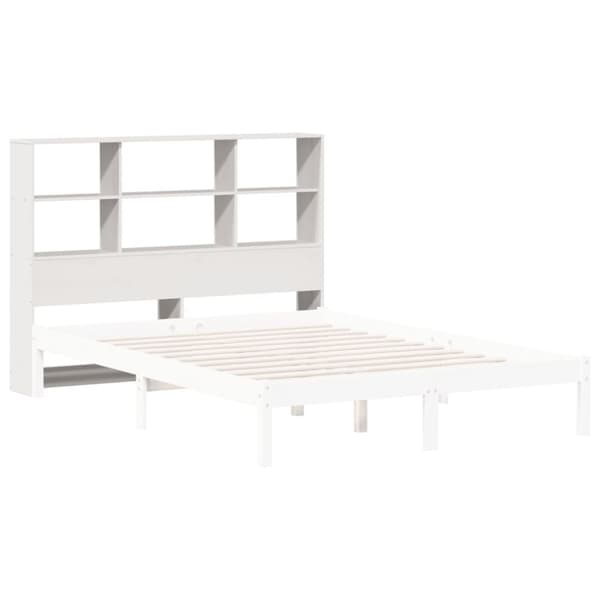 vidaXL Huvudgavel med förvaring vit 160 cm massiv furu