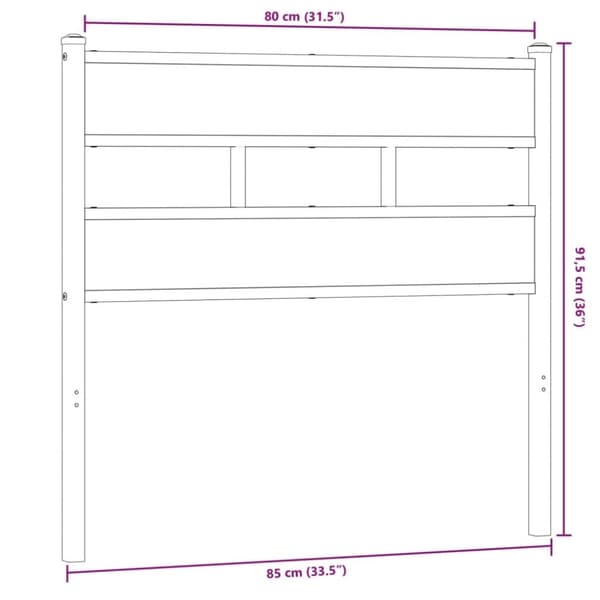 vidaXL sengegavl 80 cm jern og konstrueret træ sonoma-eg