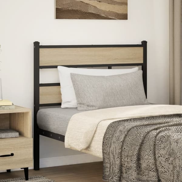vidaXL sengegavl 80 cm jern og konstrueret træ sonoma-eg