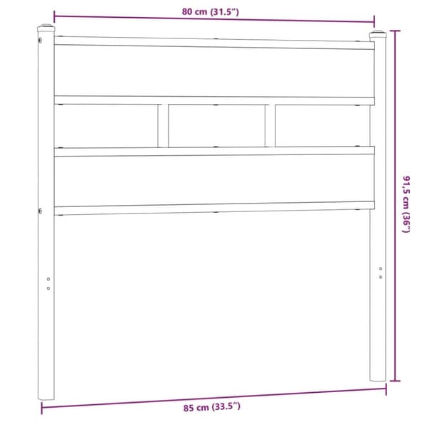 vidaXL Sängynpääty savutammi 80 cm rauta ja tekninen puu