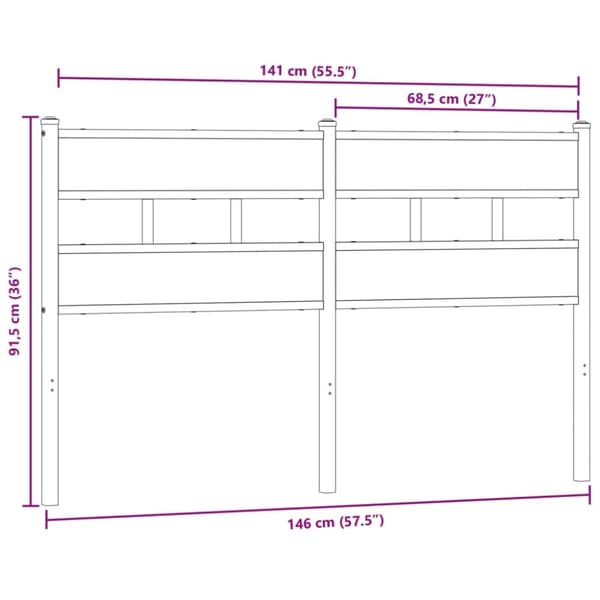 vidaXL Sängynpääty savutammi 140 cm rauta ja tekninen puu
