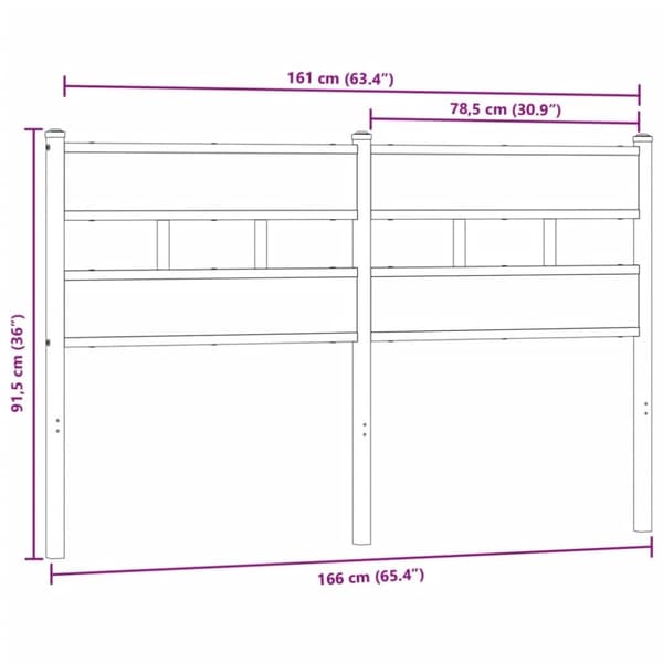 vidaXL Sängynpääty savutammi 160 cm rauta ja tekninen puu