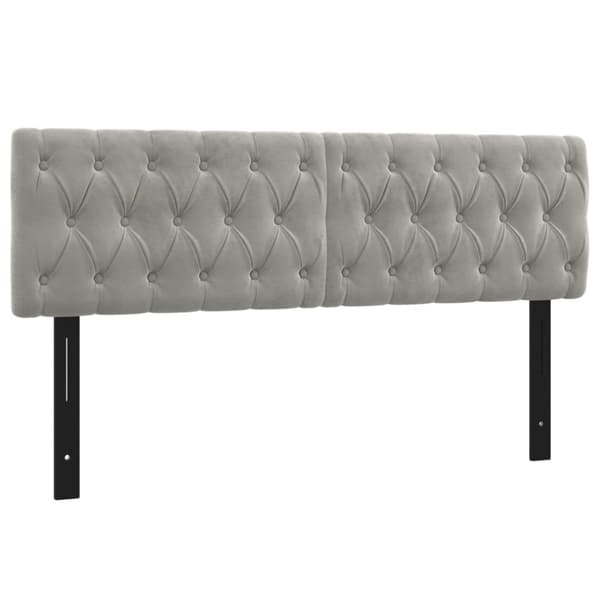 vidaXL sengegavle 2 stk. 80x7x78/88 cm fløjl lysegrå