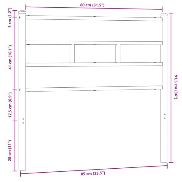 vidaXL Hodegavl brun eik 80 cm stål og konstruert tre