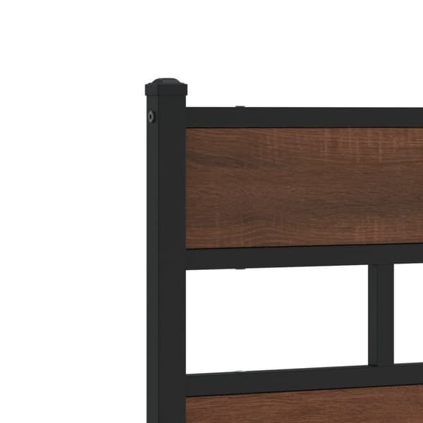 vidaXL Sängynpääty ruskea tammi 140 cm teräs ja tekninen puu