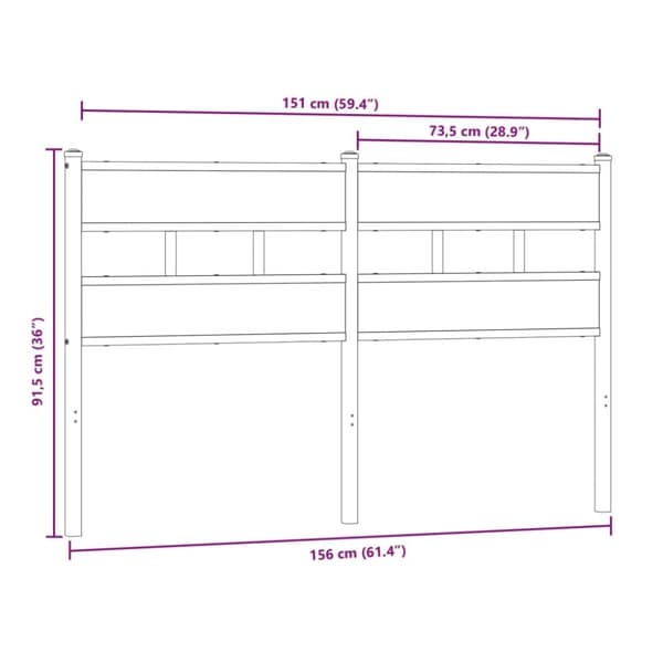 vidaXL Hodegavl sonoma eik 150 cm jern og konstruert tre