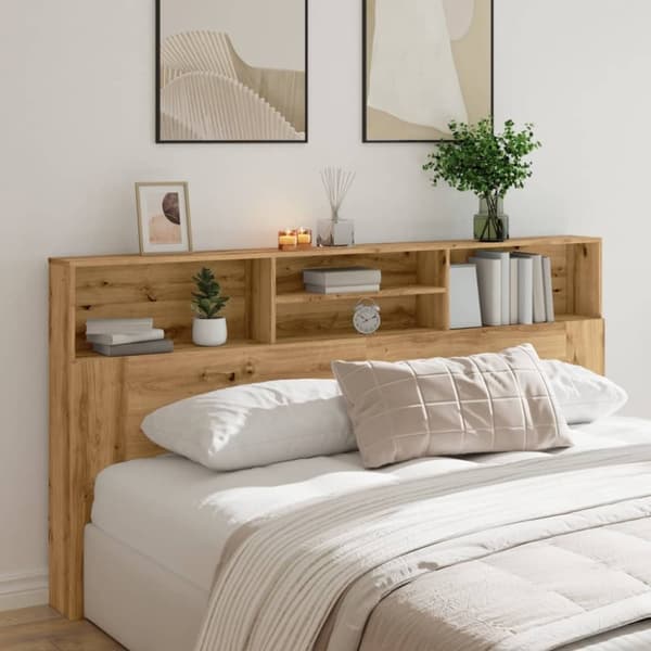vidaXL sengegavl med opbevaring 102x29x143 cm konstrueret træ kunsttræ