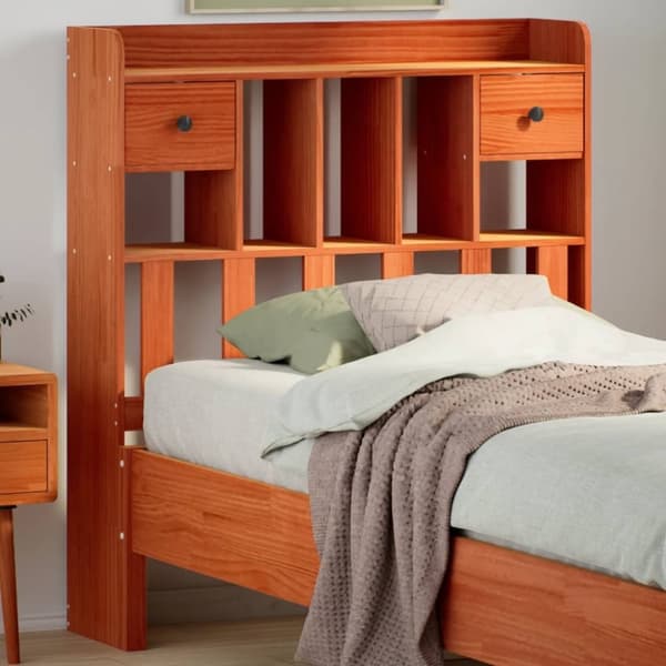 vidaXL Hodegavl med oppbevaring voksbrun 90 cm heltre furu