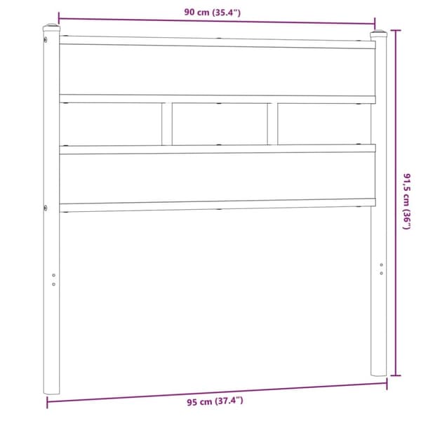 vidaXL Hodegavl sonoma eik 90 cm jern og konstruert tre