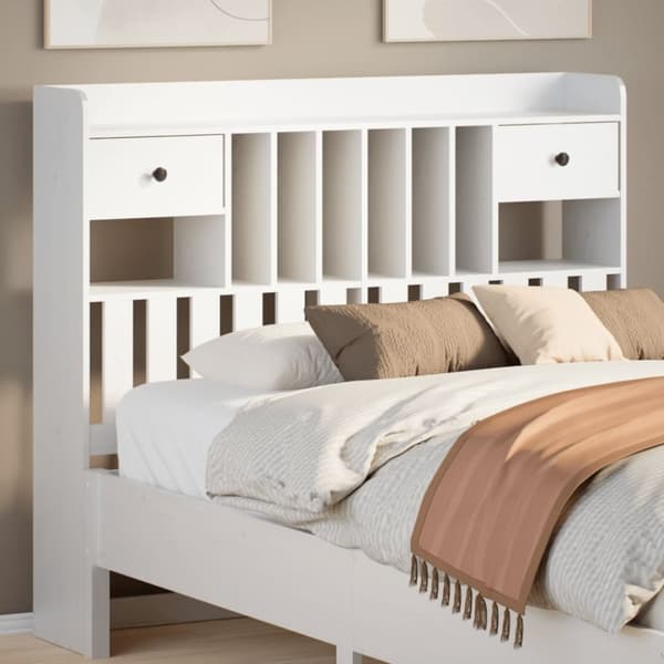 vidaXL Hodegavl med oppbevaring hvit 135 cm heltre furu