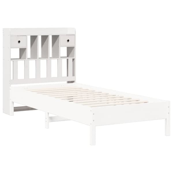 vidaXL sengegavl med opbevaring 75 cm massivt fyrretræ hvid