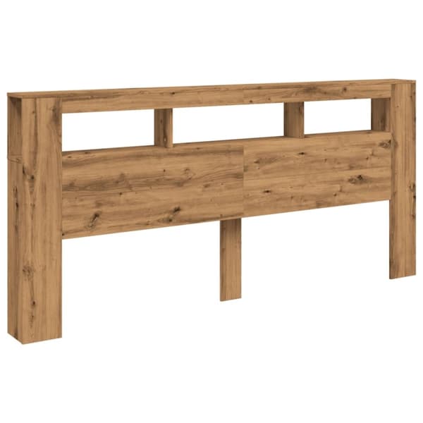 vidaXL Sängynpääty LED-valoilla artesaani tammi 220x18,5x103,5 cm puu