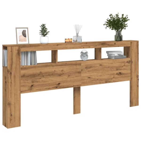 vidaXL Sängynpääty LED-valoilla artesaani tammi 220x18,5x103,5 cm puu
