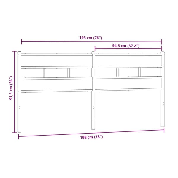 vidaXL sengegavl 193 cm jern og konstrueret træ sonoma-eg