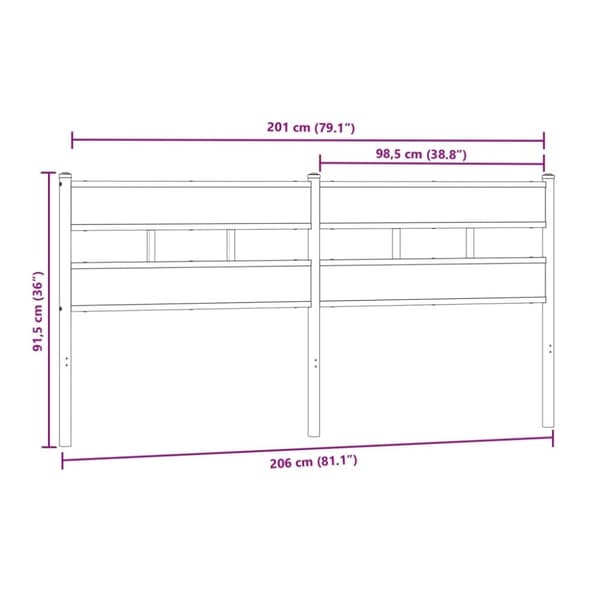 vidaXL sengegavl 200 cm jern og konstrueret træ sonoma-eg