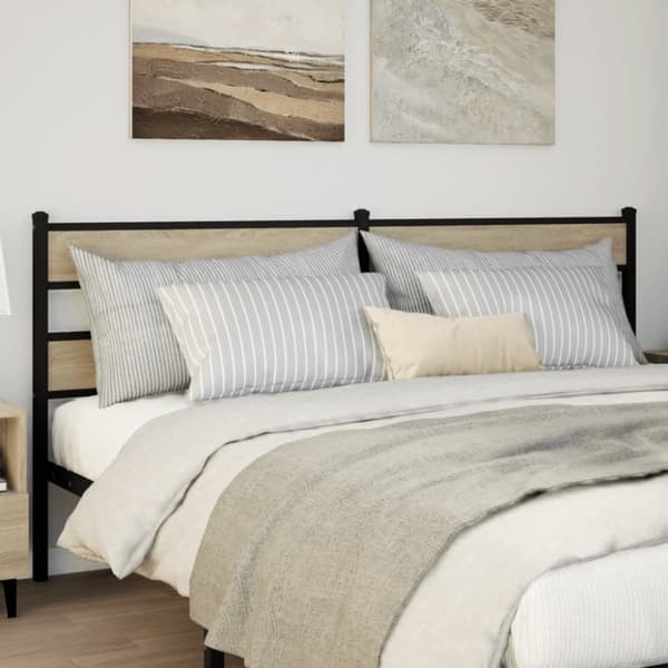 vidaXL sengegavl 200 cm jern og konstrueret træ sonoma-eg