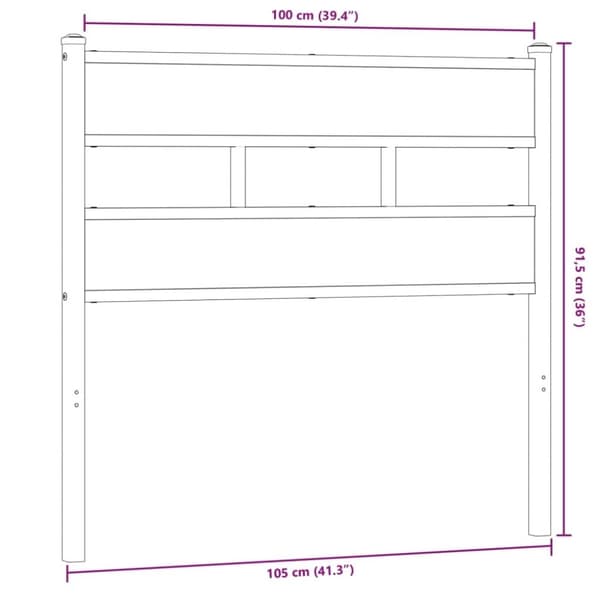 vidaXL sengegavl 100 cm jern og konstrueret træ sonoma-eg