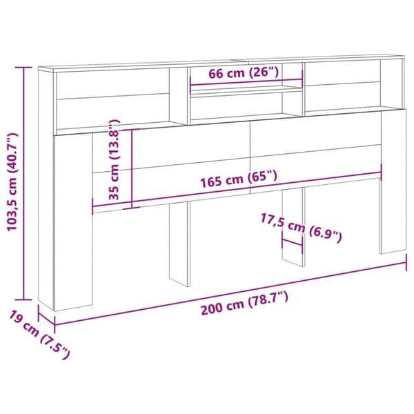 vidaXL Päätylevykaappi vanha puu 200x19x103,5 cm tekninen puu