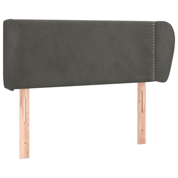 Sänggavel med kanter mörkgrå 103x23x78/88 cm sammet