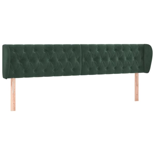 Sänggavel med kanter mörkgrön 203x23x78/88 cm sammet
