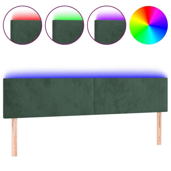 Sänggavel LED mörkgrön 180x5x78/88 cm sammet