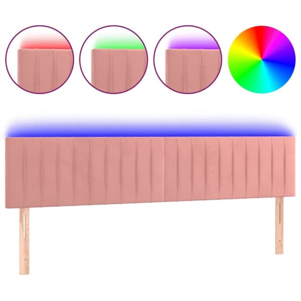 Sänggavel LED rosa 200x5x78/88 cm sammet