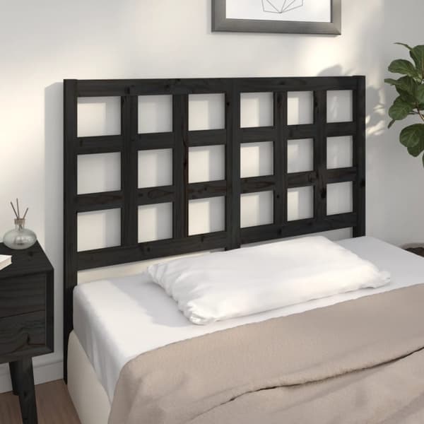 Sänggavel svart 125,5x4x100 cm massiv furu