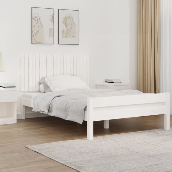 Väggmonterad huvudgavel vit 127,5x3x60 cm massiv furu