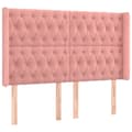 Miniatyrbild 2 av 2: Sänggavel med kanter rosa 163x16x118/128 cm sammet