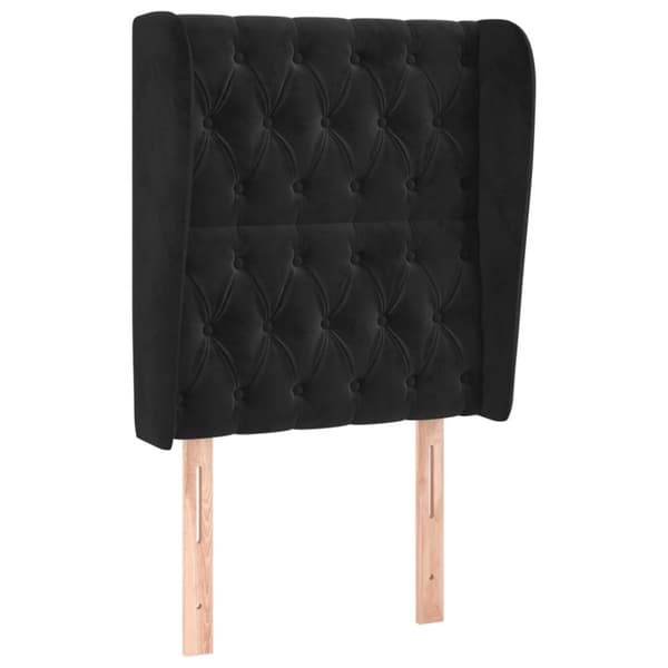 Sänggavel med kanter svart 83x23x118/128 cm sammet