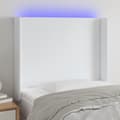 Miniatyrbild 1 av 2: Sänggavel LED vit 103x16x118/128 cm konstläder