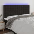 Miniatyrbild 1 av 2: Sänggavel LED svart 180x5x118/128 cm tyg