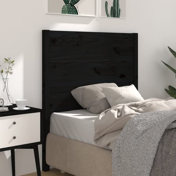Sänggavel svart 96x4x100 cm massiv furu