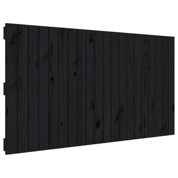 Väggmonterad huvudgavel svart 127,5x3x60 cm massiv furu