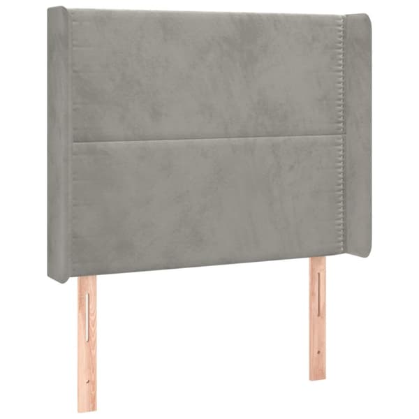 Sänggavel med kanter ljusgrå 83x16x118/128 cm sammet
