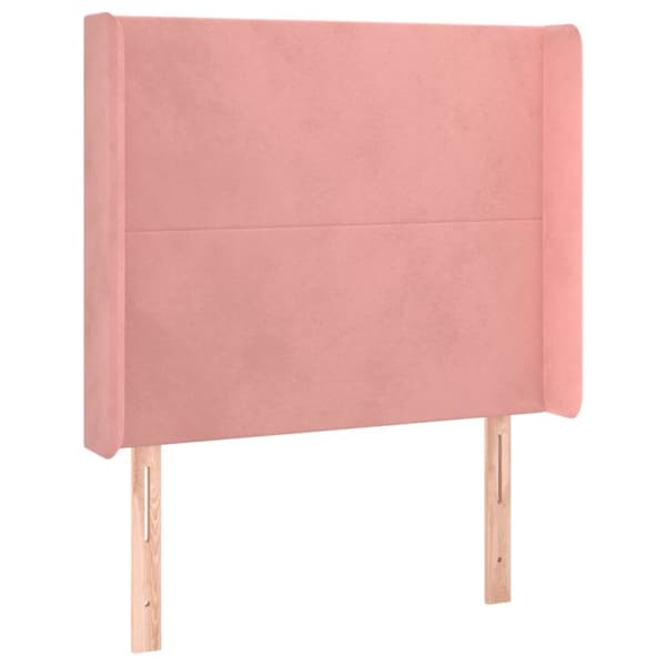 Sänggavel med kanter rosa 93x16x118/128 cm sammet