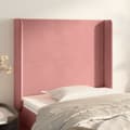 Miniatyrbild 1 av 2: Sänggavel med kanter rosa 93x16x118/128 cm sammet
