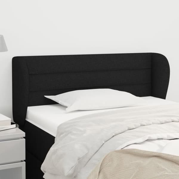 Sänggavel med kanter svart 103x23x78/88 cm tyg