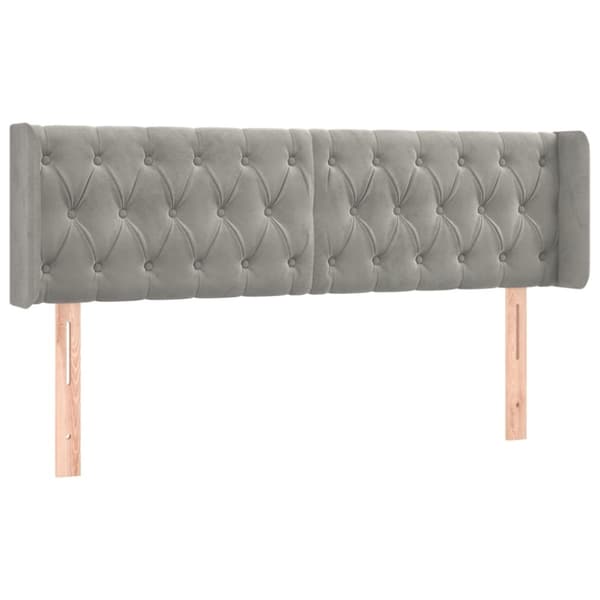 Sänggavel med kanter ljusgrå 163x16x78/88 cm sammet