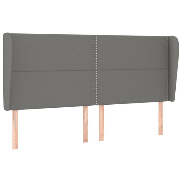 Sänggavel med kanter mörkgrå 203x23x118/128 cm tyg