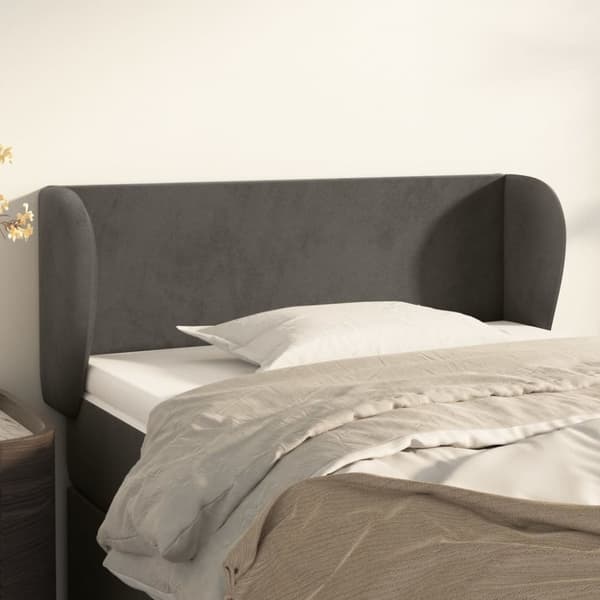 Sänggavel med kanter mörkgrå 83x23x78/88 cm sammet