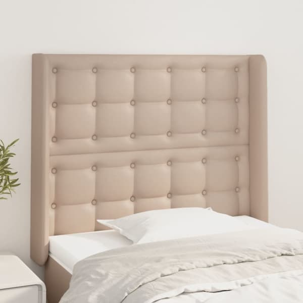 Sänggavel med kanter cappuccino 83x16x118/128 cm konstläder